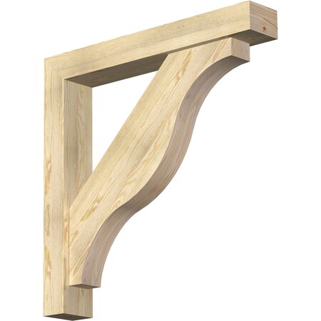 Ekena Millwork Funston Block Rough Sawn Bracket w/ Offset Brace, Douglas Fir, 6"W x 38"D x 38"H BKT0604X38X38FST05RDF